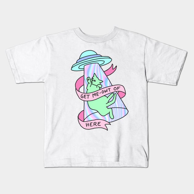 UFO cat alien introvert pastel grunge 99s hologram xfiles Kids T-Shirt by bigkidult